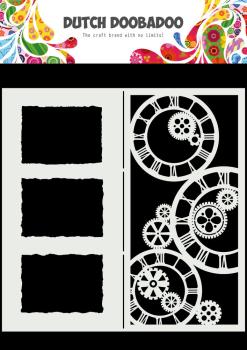 Dutch Doobadoo - Stencil - Dutch Mask Art Slimline - " Clocks " - 8x8 Inch - Schablone
