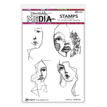 Ranger - Cling Stamps Dina Wakley Media - Half Faces - Stempel