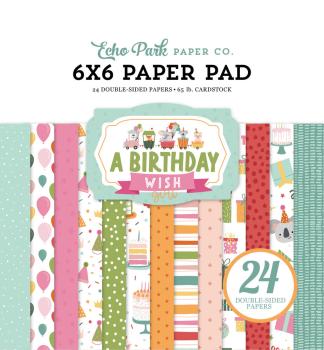 Echo Park - Paper Pad 6x6" - "A Birthday Wish Girl" - Paper Pack