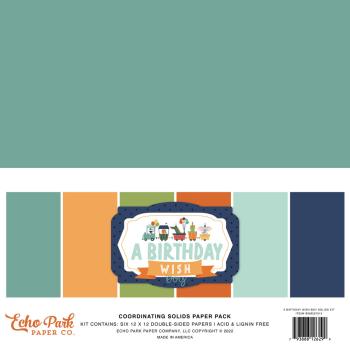 Echo Park- Coordinating Solids Paper 12x12" - "A Birthday Wish Boy" - Cardstock