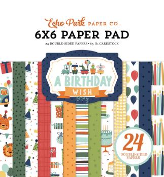 Echo Park - Paper Pad 6x6" - "A Birthday Wish Boy" - Paper Pack