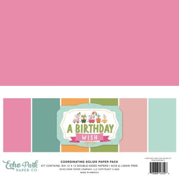 Echo Park- Coordinating Solids Paper 12x12" - "A Birthday Wish Girl" - Cardstock
