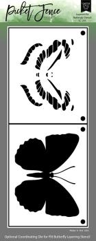 Picket Fence Studios - Schablone "Flit Butterfly" Layered Stencil 4x10 Inch