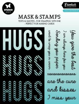 Studio Light - Schablone & Stempel "Hugs Sentiments " Stencil & Clear Stamps