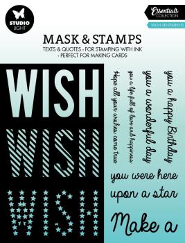 Studio Light - Schablone & Stempel "Wish Sentiments" Stencil & Clear Stamps