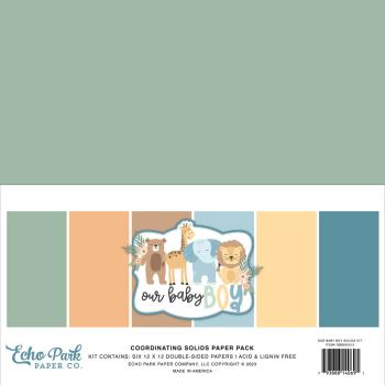 Echo Park - Cardstock "Our Baby Boy" Coordinating Solids Paper 12x12 Inch - 6 Bogen 