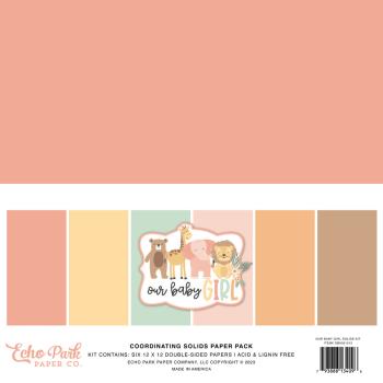 Echo Park - Cardstock "Our Baby Girl" Coordinating Solids Paper 12x12 Inch - 6 Bogen 