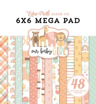 Echo Park - Designpapier "Our Baby Girl" Cardmakers Mega Pad 6x6 Inch - 48 Bogen