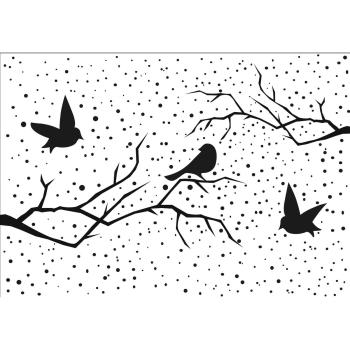 Nellie Snellen - Prägefolder "Christmas Scene with Birds" 3D Embossing Folder 