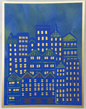 The Crafters Workshop - Layered Schablone 5,5x4,25 Inch "Cityscape Buildings" Stencil