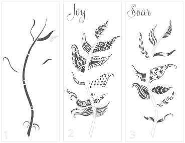 The Crafters Workshop - Layered Schablone 8,5x11 Inch "Joy Feather" Slimline Stencil