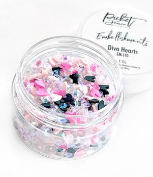 Picket Fence Studios - Streuteile "Diva Hearts" Embellishment