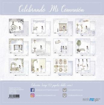 Papers For You - Designpapier "Celebrando Mi Comunión Niño Castaño" Scrap Paper Pack 30,5 x 32 cm - 12 Bogen
