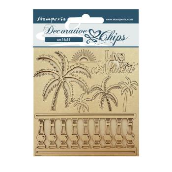 Stamperia - Holzteile 14x14 cm "Palms" Decorative Chips