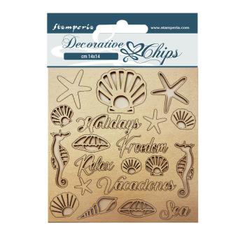Stamperia - Holzteile 14x14 cm "Shells" Decorative Chips