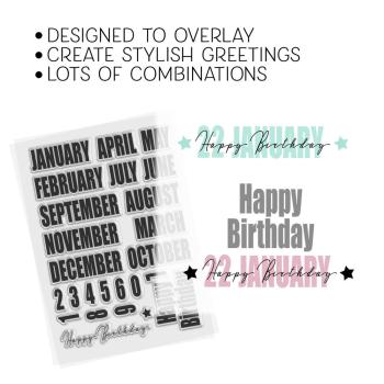 Polkadoodles - Stempelset "Happy Birthday Dates & Messages" Clear Stamp-Set