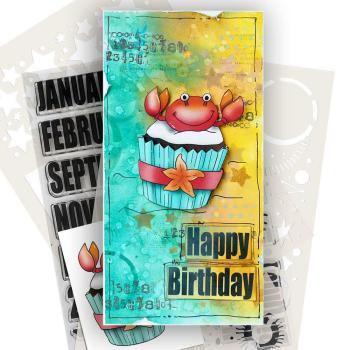 Polkadoodles - Stempelset "Happy Birthday Dates & Messages" Clear Stamp-Set
