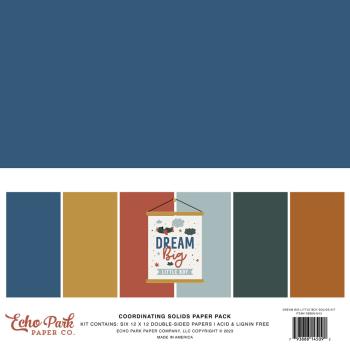 Echo Park - Cardstock "Dream Big Little Boy" Coordinating Solids Paper 12x12 Inch - 6 Bogen 
