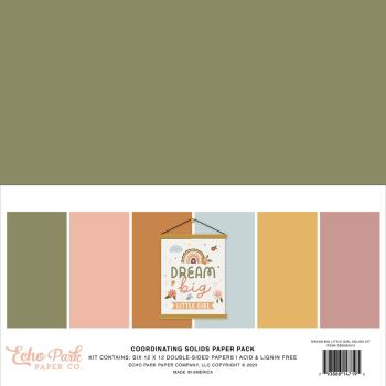 Echo Park - Cardstock "Dream Big Little Girl" Coordinating Solids Paper 12x12 Inch - 6 Bogen 