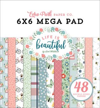 Echo Park - Designpapier "Life Is Beautiful" Cardmakers Mega Pad 6x6 Inch - 48 Bogen