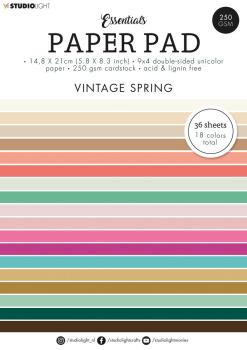 Studio Light - Cardstock "Vintage Spring" Paper Pad A5 - 14,8x21 Bogen 