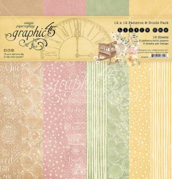 Graphic 45 - Designpapier "Little One" Patterns & Solid Pad 12x12 Inch - 16 Bogen