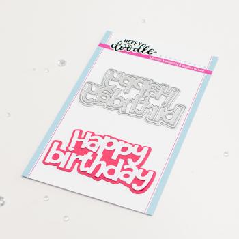 Heffy Doodle - Stanzschablone "Happy Birthday Jumbo Sentiment" Dies  
