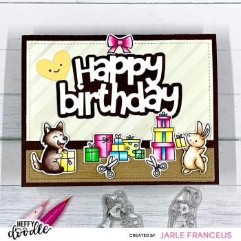 Heffy Doodle - Stanzschablone "Happy Birthday Jumbo Sentiment" Dies  