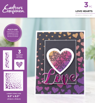 Crafters Companion - Schablone "Love Hearts Multi-Use Stencil