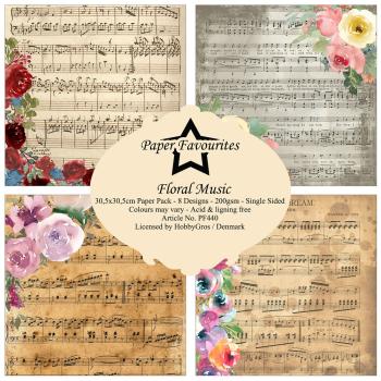 Paper Favourites - Designpapier "Floral Music" Paper Pack 12x12 Inch 8 Bogen