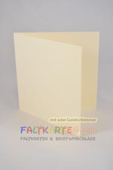 Doppelkarte - Faltkarte 10x10cm, 250g/m² in metallic-ivory