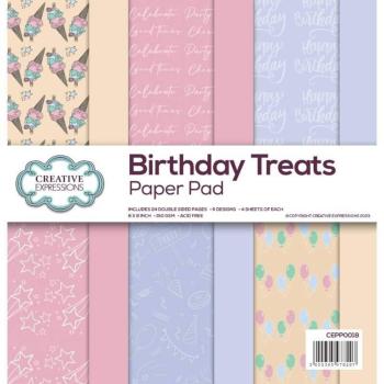 Creative Expressions - Designpapier "Birthday Treats" Paper Pack 8x8 Inch - 24 Bogen  
