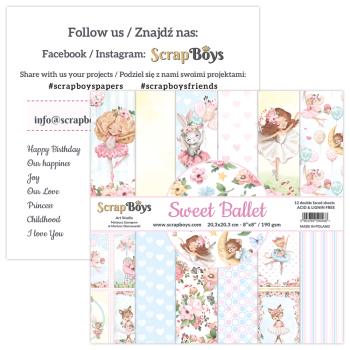 ScrapBoys - Designpapier "Sweet Ballet" Paper Pack 8x8 Inch - 12 Bogen