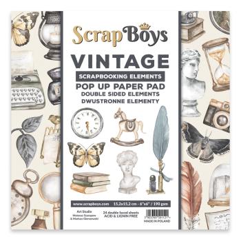 ScrapBoys - Stanzteile "Vintage" Pop Up Paper Pack 6x6 Inch - 24 Bogen