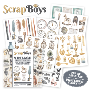 ScrapBoys - Stanzteile "Vintage" Pop Up Paper Pack 6x6 Inch - 24 Bogen
