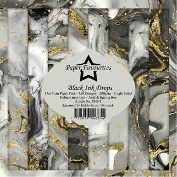 Paper Favourites - Designpapier "Black Ink Drops" Paper Pack 6x6 Inch - 24 Bogen