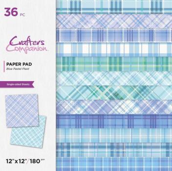 Crafters Companion - Designpapier "Blue Pastel Plaid" Paper Pack 12x12 Inch - 36 Bogen