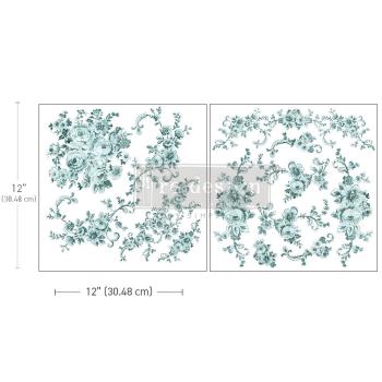 Re-Design with Prima - Transfer Aufkleber 12x12 Inch "Minty Roses" Decor Transfer 2 Bogen 