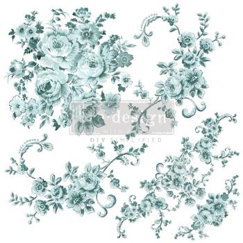Re-Design with Prima - Transfer Aufkleber 12x12 Inch "Minty Roses" Decor Transfer 2 Bogen 