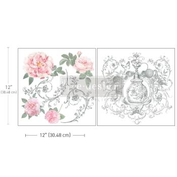 Re-Design with Prima - Transfer Aufkleber 12x12 Inch "Odeur De Rose" Decor Transfer 2 Bogen 