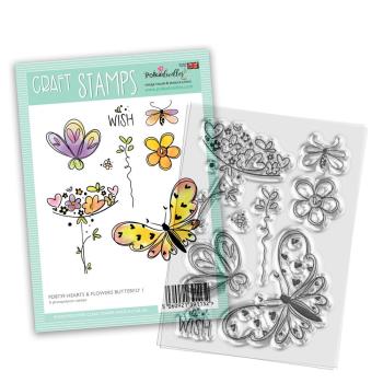 Polkadoodles - Stempelset "Hearts and Flowers Butterfly 1" Clear Stamps