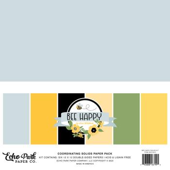 Echo Park - Cardstock "Bee Happy" Coordinating Solids Paper 12x12 Inch - 6 Bogen 