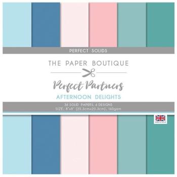 The Paper Boutique - Cardstock "Afternoon Delights" Solid Papers 8x8 Inch - 36 Bogen
