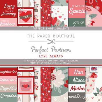 The Paper Boutique - Designpapier "Love Always" Embellishment Pad 8x8 Inch - 36 Bogen