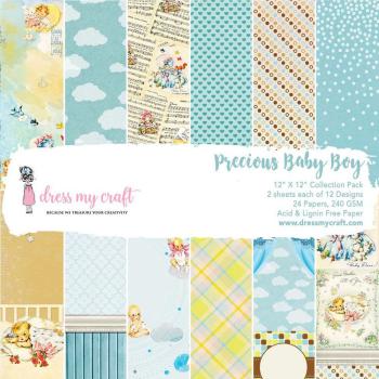 Dress My Craft - Designpapier "Precious Baby Boy" Paper Pack 12x12 Inch - 24 Bogen