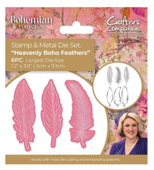Crafters Companion - Stempelset & Stanzschablone "Heavenly Boho Feathers " Stamp & Dies