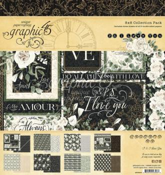 Graphic 45 - Designpapier "P.S. I Love You" Collection Pack 8x8 Inch - 16 Bogen
