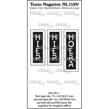 Crealies - Stanzschablone "Hiep Hiep Hoera" Texto Negativo Dies