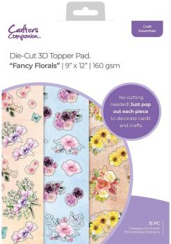 Crafters Companion - Stanzteile "Fancy Florals" 3D Cut Topper Pad 9x12 Inch - 15 Bogen