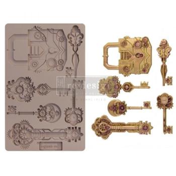 Re-Design with Prima - Gießform "Mechanical Lock & Keys" Mould 5x8 Inch